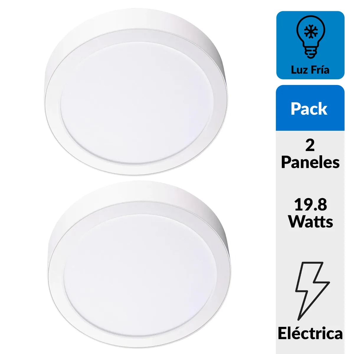 Pack 2 Panel Led Sobrepuesto Circular Blanco 18W Luz Fría2