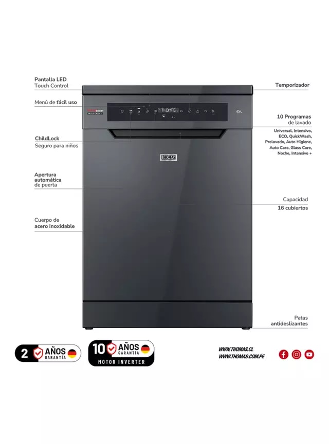 Lavavajillas Thomas 16 Cubiertos Inox Dark-Grey TH-DW16CA caja genérica2
