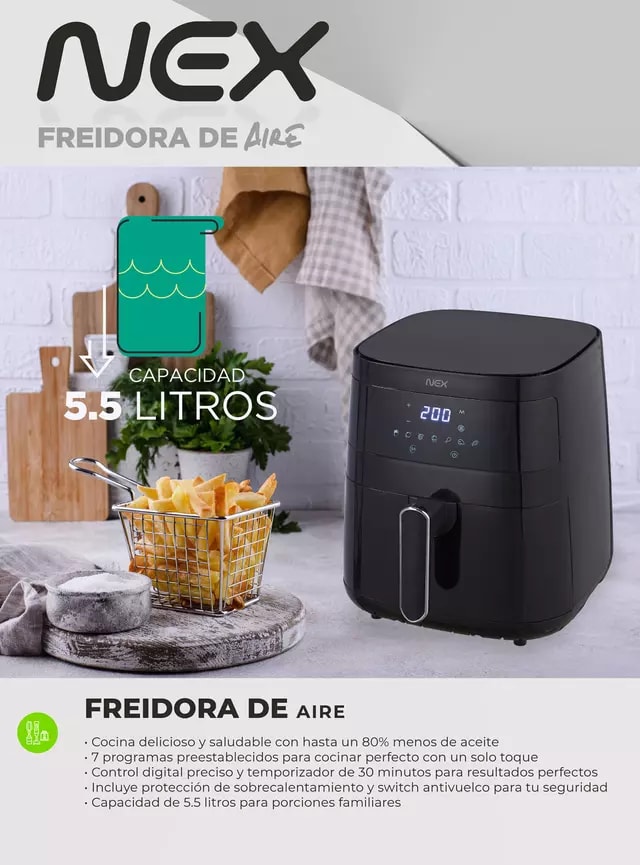 Freidora de Aire Nex  Digital 5.5 Litros 1500W ARF-50244