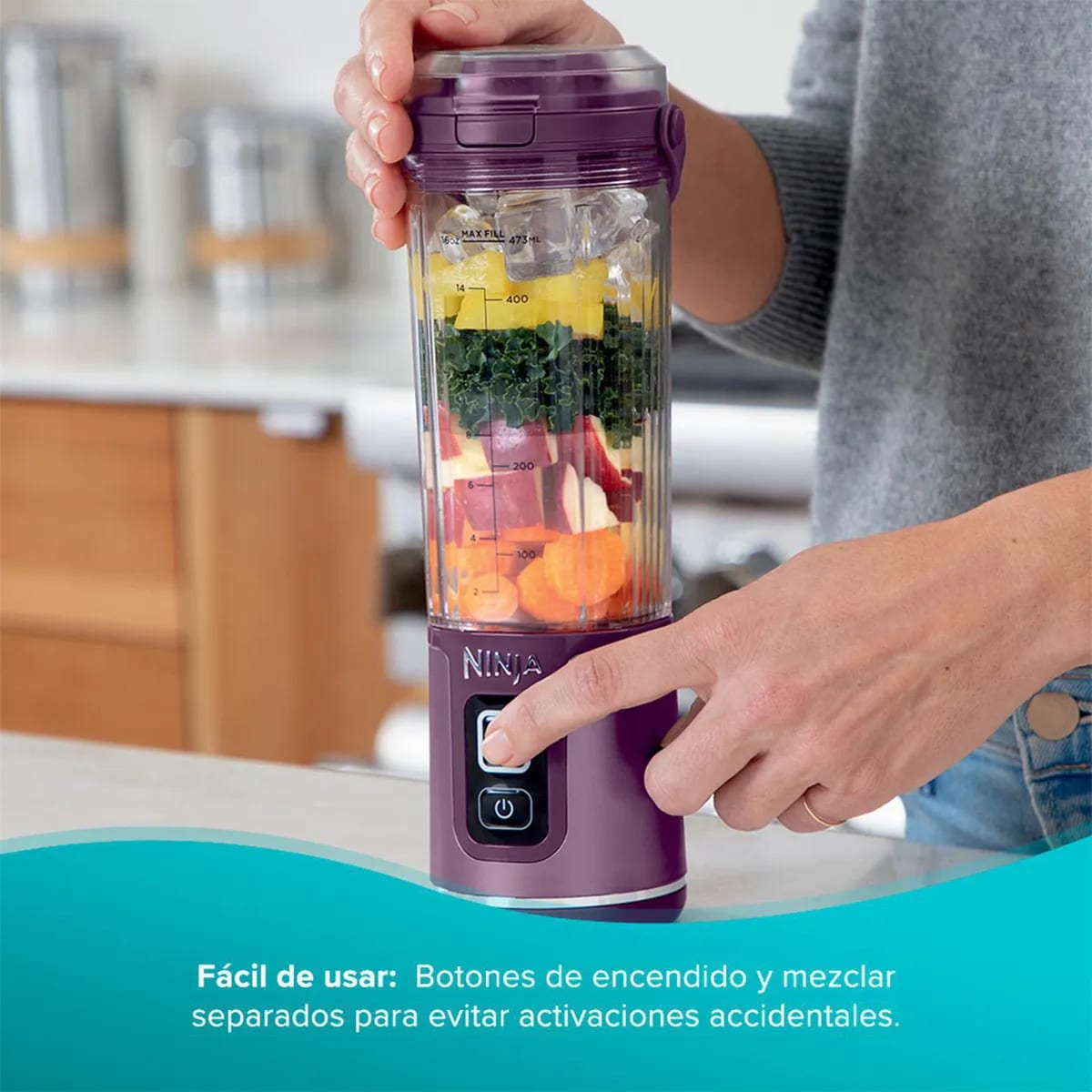 Licuadora Individual Inalámbrica Ninja  0.5 Litros Morado Blast Passion Fruit4