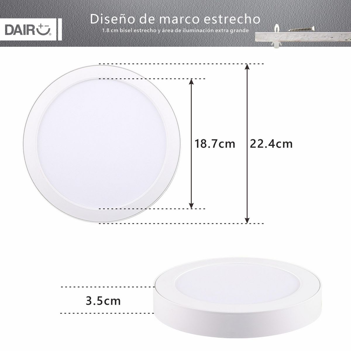 Pack 2 Panel Led Sobrepuesto Circular Blanco 18W Luz Cálida4