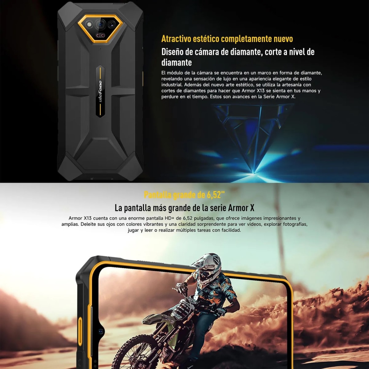 Celular Ulefone Armor X13 10GB+64GB 50MP + 25MP - Naranja7