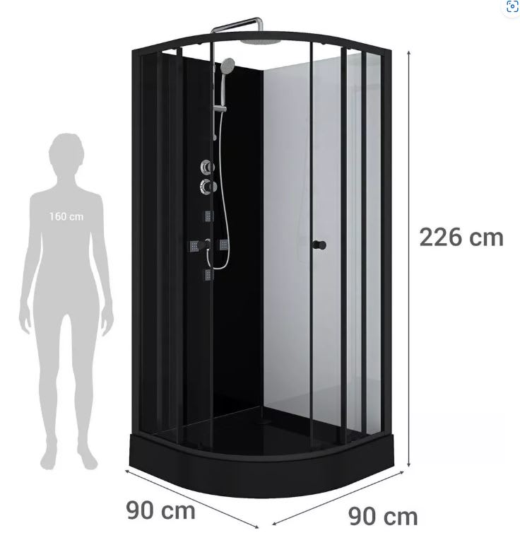 CABINA DE DUCHA CURVA SENSI DACQUA 90X90X205 NEGRA3