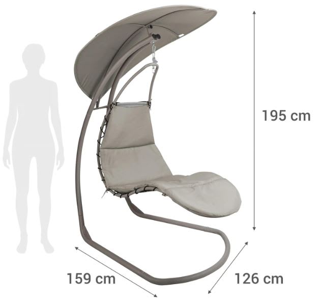 Reposera Colgante Con Cojín Y Soporte Jhc Taupe3