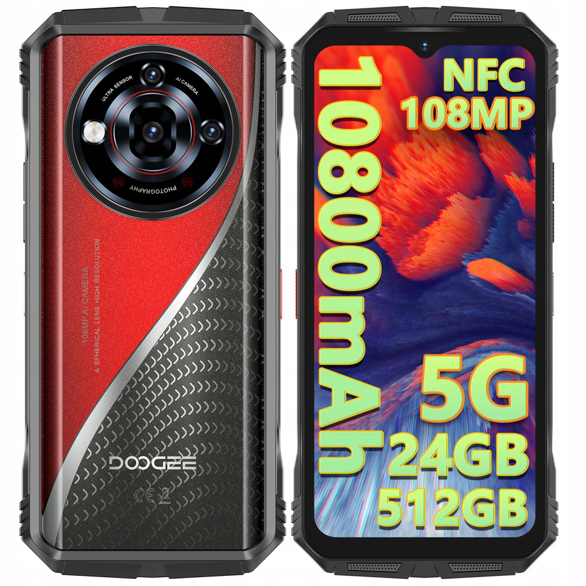 Celular Doogee S118pro, 512GB+24GB, Rojo-Reacondicionado1