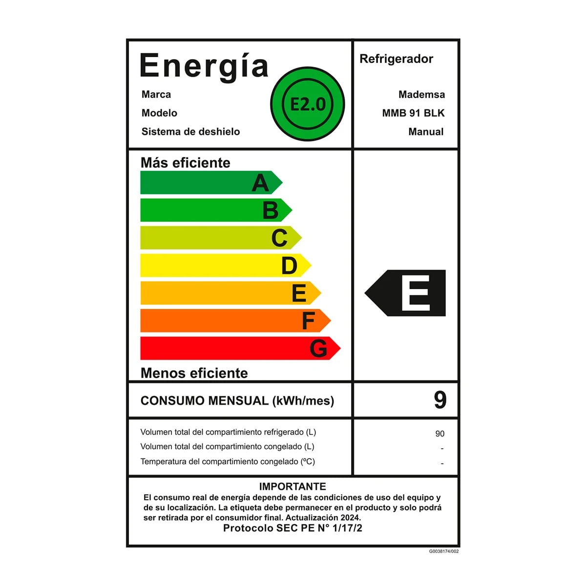 Frigobar Frio directo Mademsa 90 LTS BLK6