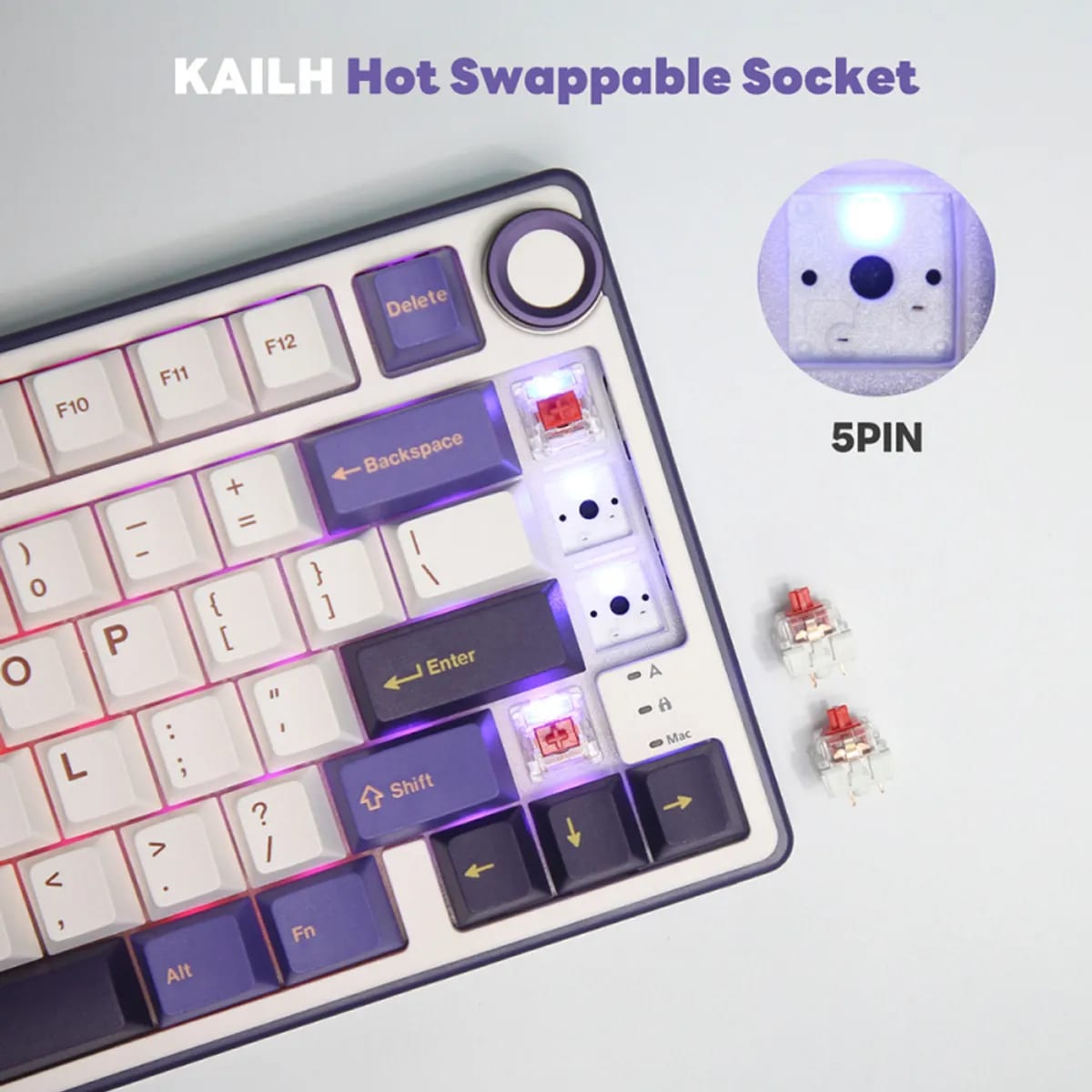 Teclado Royal Kludge R75, brown switch, Morado1