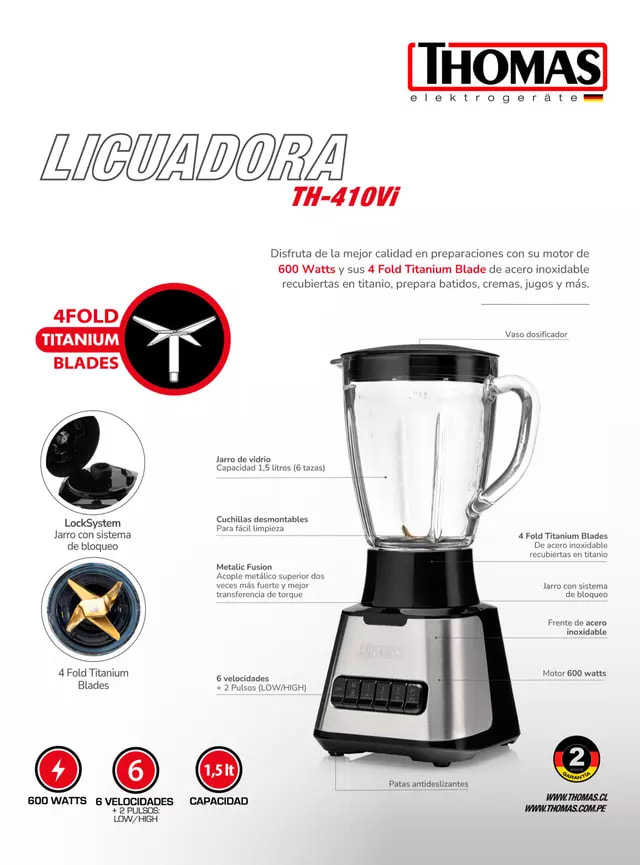 Licuadora Thomas 6 vel. 1,5LTS5
