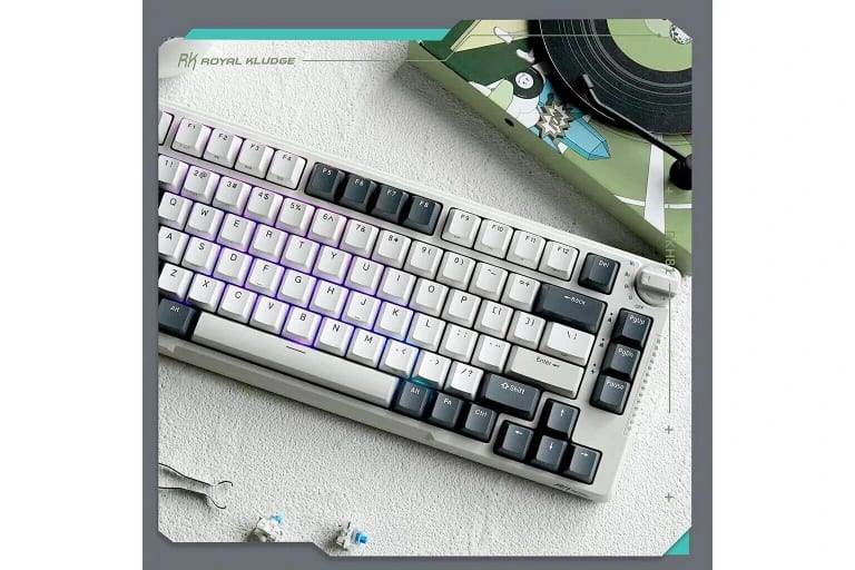 Teclado Mecánico Inalámbrico RK Royal Kludge H81 Blue Switch Blanco3