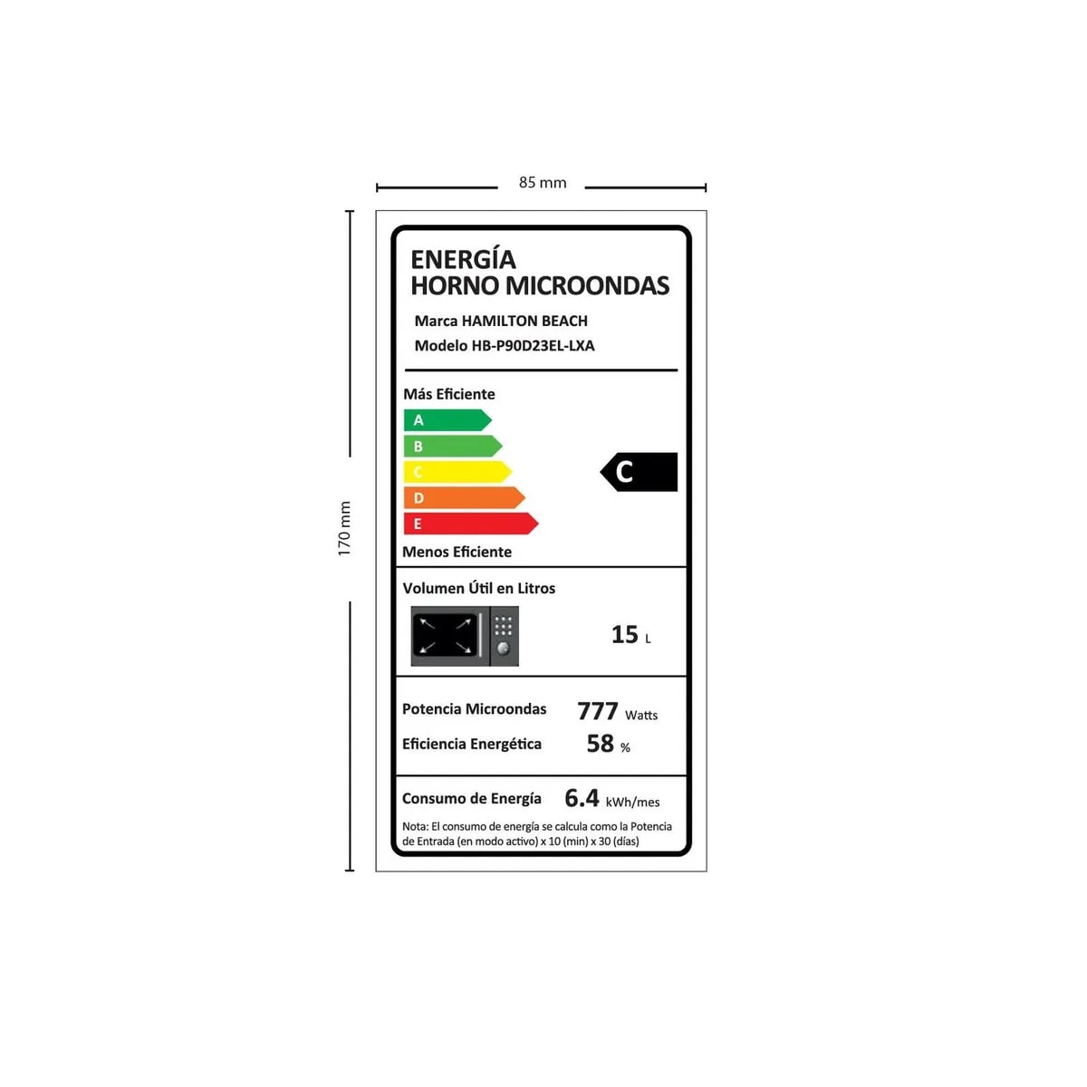 Microondas Digital   Hamilton beach 23 Litros Inox HB-P90D23EL-LXA8