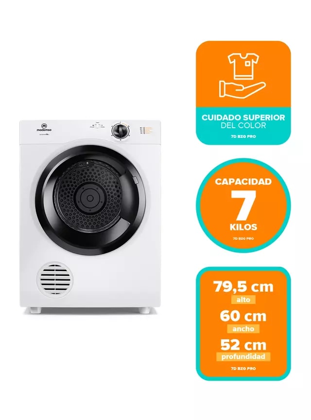 Secadora Carga Frontal 7 kg 7DBZG Pro Blanco Mademsa, caja genérica2