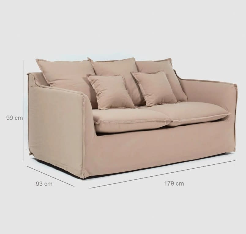 Sofá 2 Cuerpos Atlanta Tela- color Ivory2