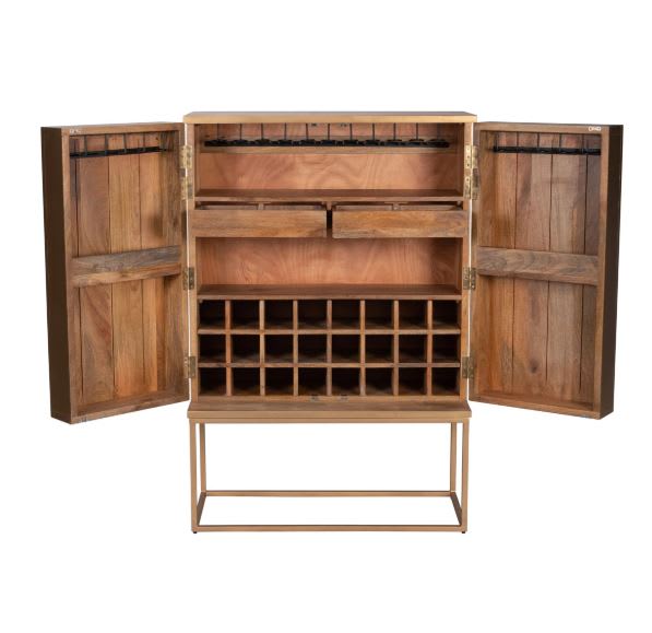 Bar decorativo de madera maciza Nerra de 2 puertas7