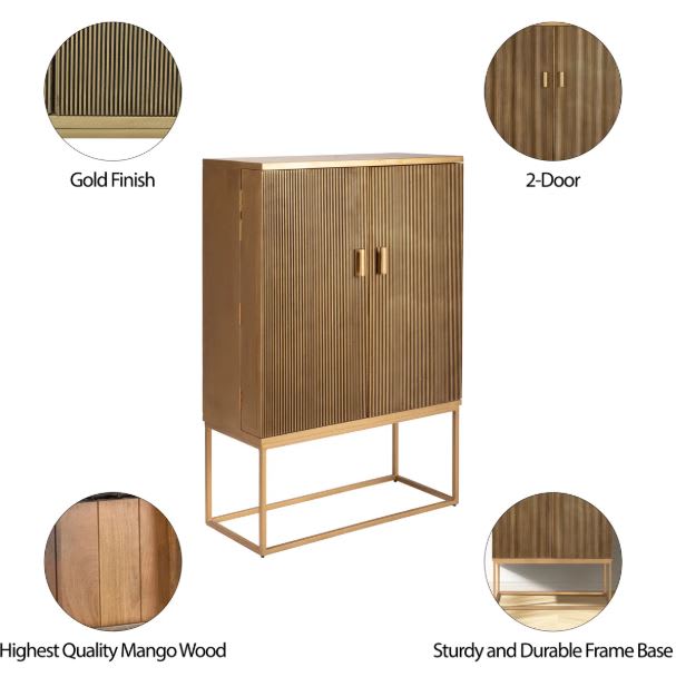 Bar decorativo de madera maciza Nerra de 2 puertas6