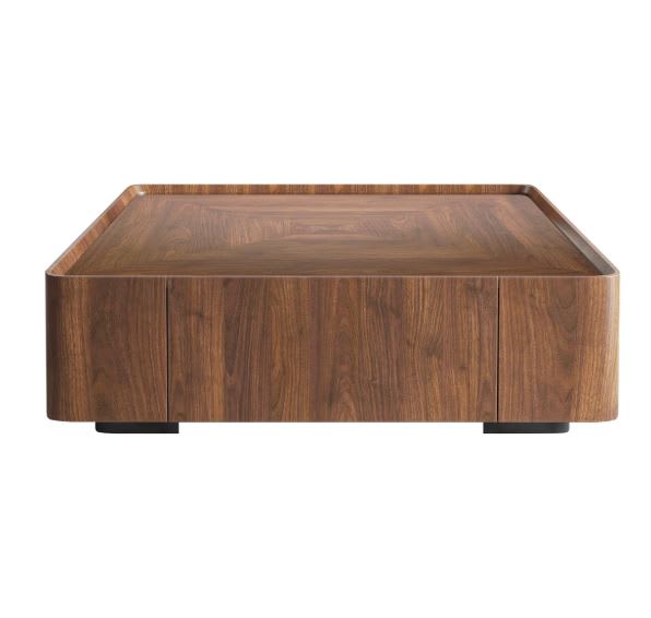 Mesa centro café nogal cuadrada Jillann con cajones de almacenamiento7