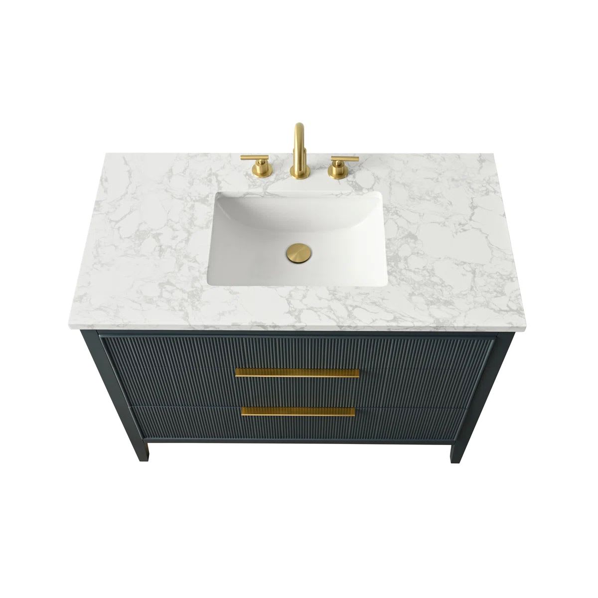 Vanitorio Ebern Bilroy Egremt Marmol Carr 106x56x86 Cm Baño Azul Petróleo Tres Agujeros1