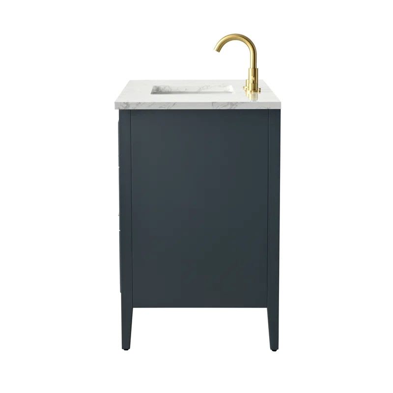 Vanitorio Ebern Bilroy Egremt Marmol Carr 106x56x86 Cm Baño Azul Petróleo Tres Agujeros5