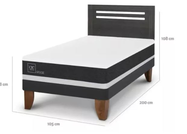 Cama Europea Ortopedic 1.5 Plazas Cic + Respaldo gris2