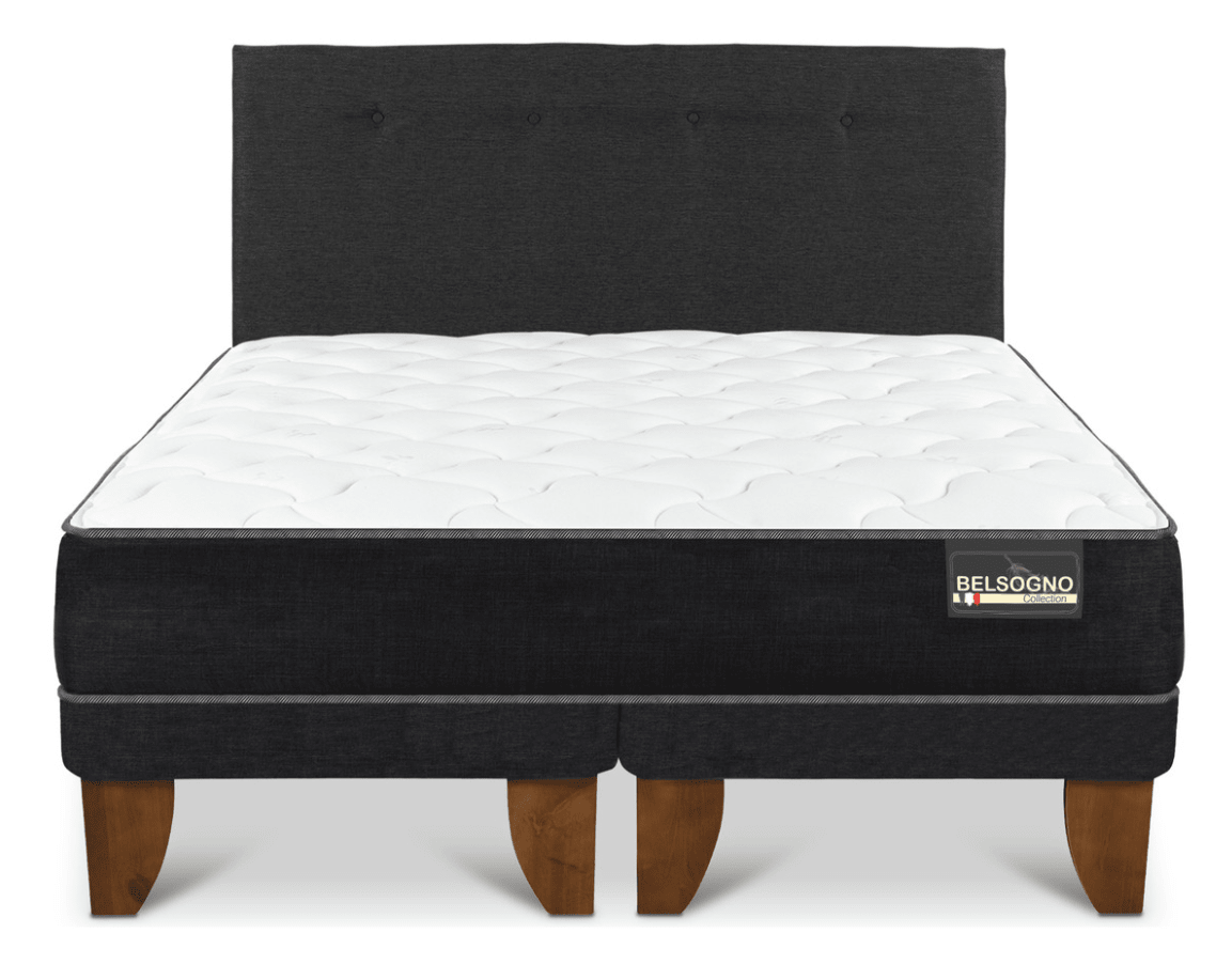 Cama Europea Belsogno Plus 2 Plazas Bd + Respaldo Black4