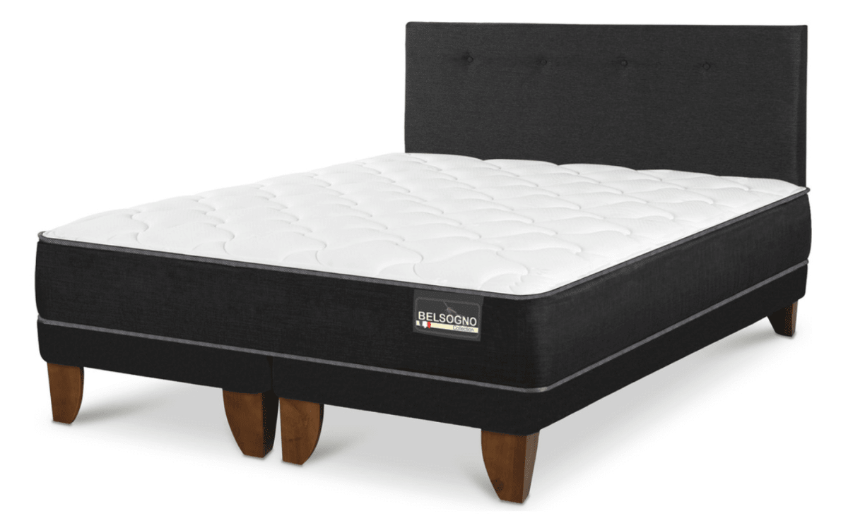 Cama Europea Belsogno Plus 2 Plazas Bd + Respaldo Black1