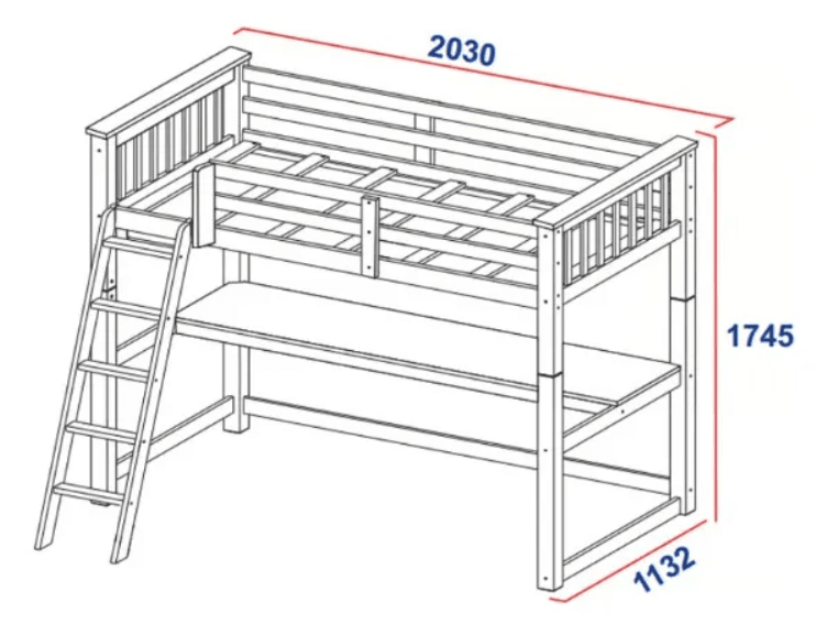 Camarote + Escritorio Boston Decocasa Gris2