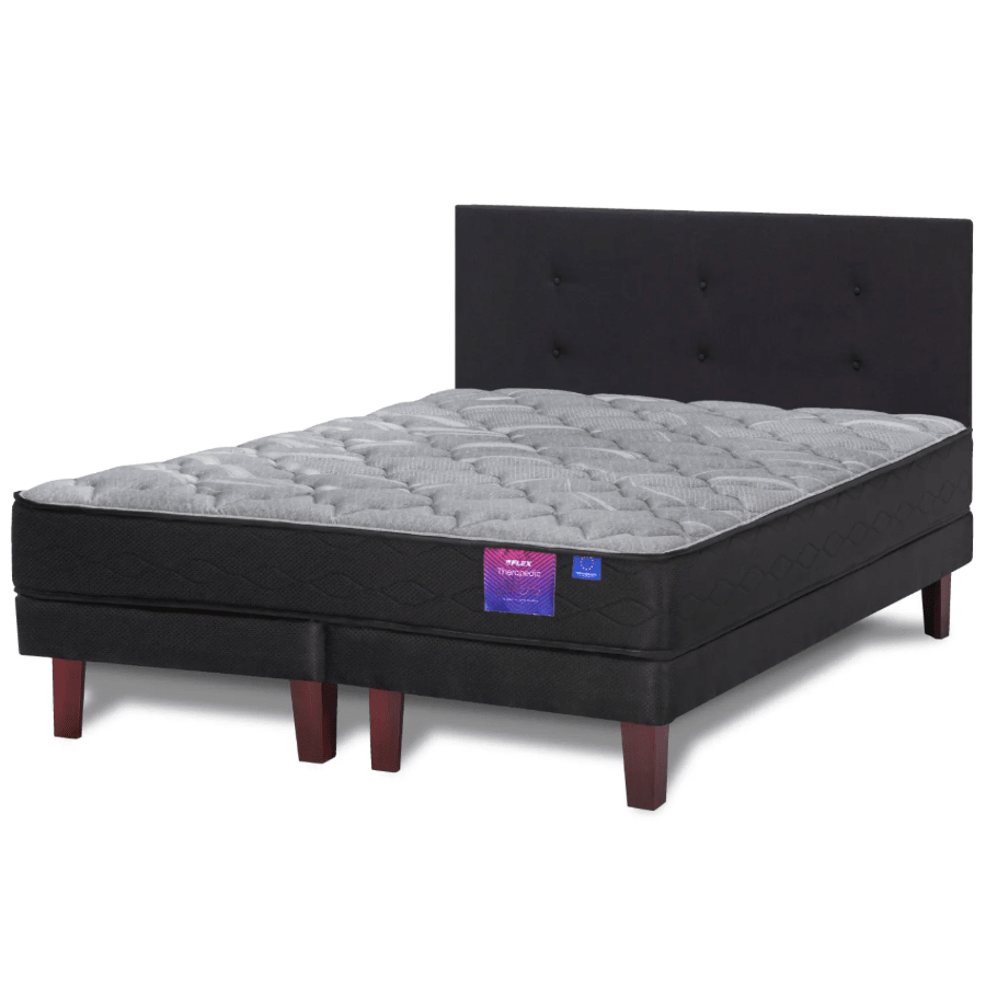 Cama Europea Flex Therapedic Plus 2 Plazas con Respaldo Royal Negro1