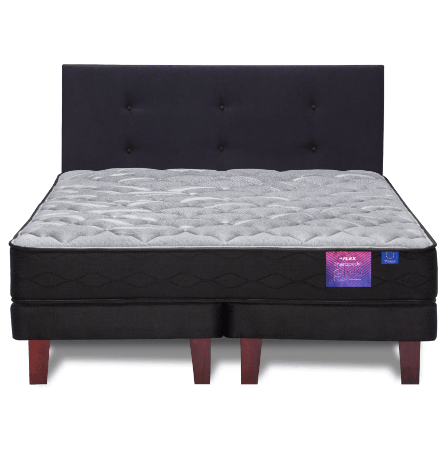 Cama Europea Flex Therapedic Plus 2 Plazas con Respaldo Royal Negro4