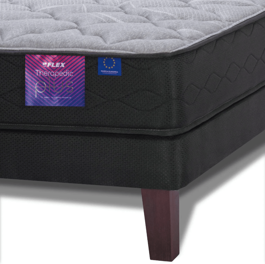 Cama Europea Flex Therapedic Plus 2 Plazas con Respaldo Royal Negro3