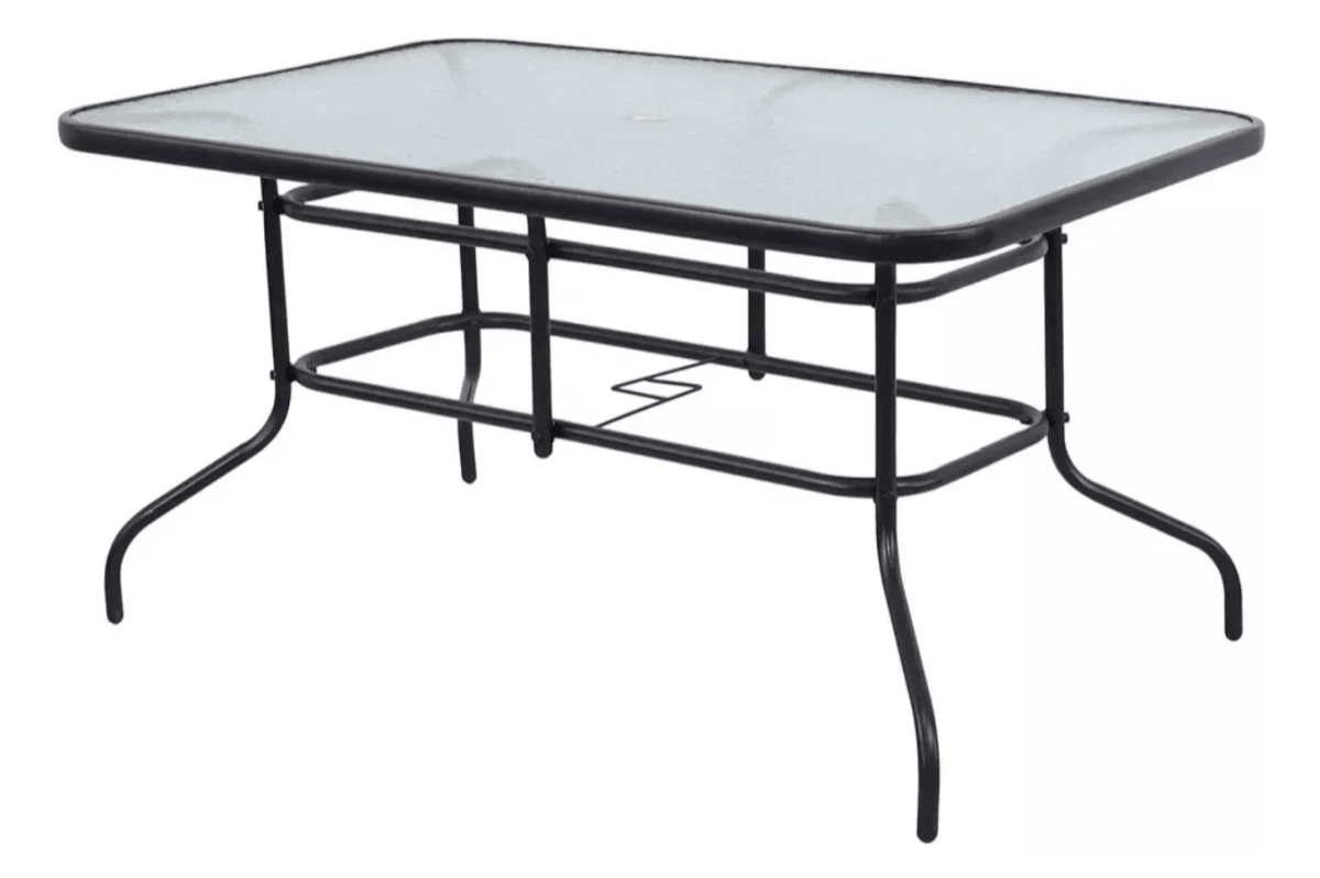 Mesa De Exterior Rectangular Vidrio Templado Negra1