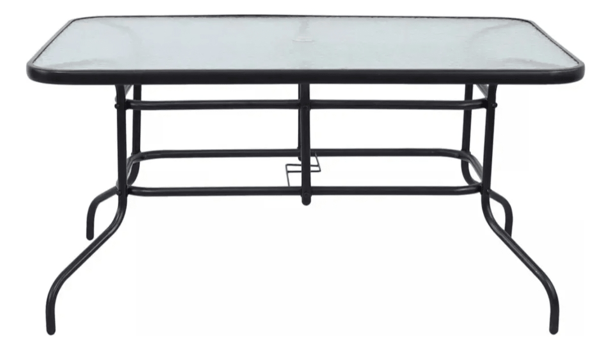 Mesa De Exterior Rectangular Vidrio Templado Negra3