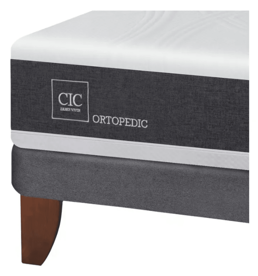 Cama Europea Newortoped 1.5 Plazas + Respaldo + 1 Velador Cic2