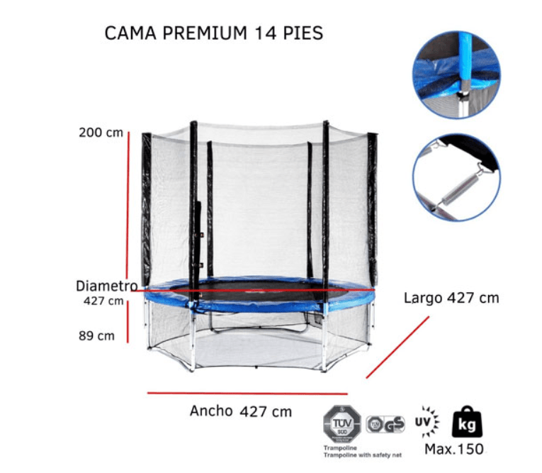 Cama Elastica 14 Pies con malla Kidscool3