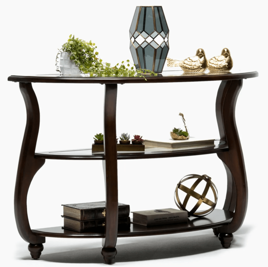 Arrimo Roberta Allen Cairo Semicircular Madera Y Cubierta Vidrio3