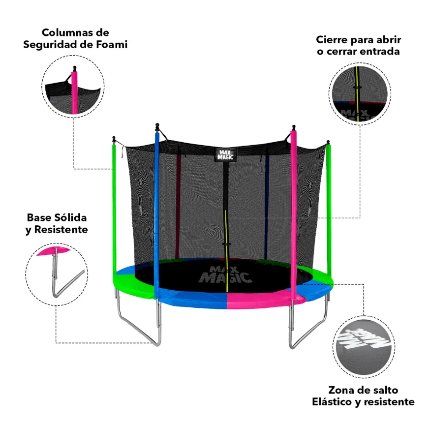 Cama Elástica 183 cm (6 Ft) Multicolor Max magic4