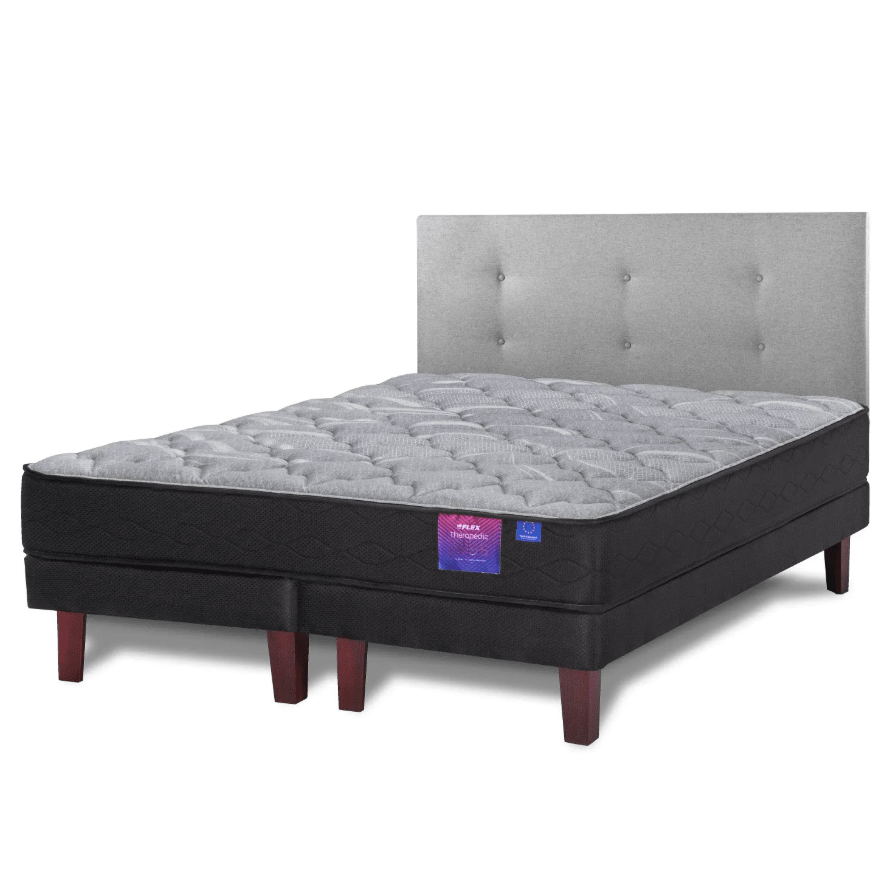 Cama Europea Therapedic Plus King + Respaldo Royal Gris Flex1