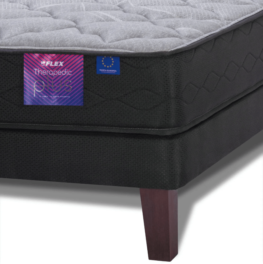 Cama Europea Therapedic Plus King + Respaldo Royal Gris Flex2