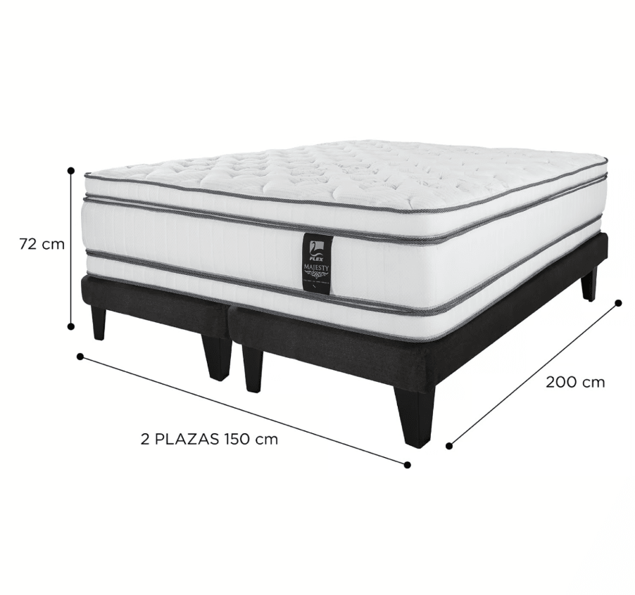 Cama Europea Majesty 2 Plazas Flex + Respaldo Design Grafito3
