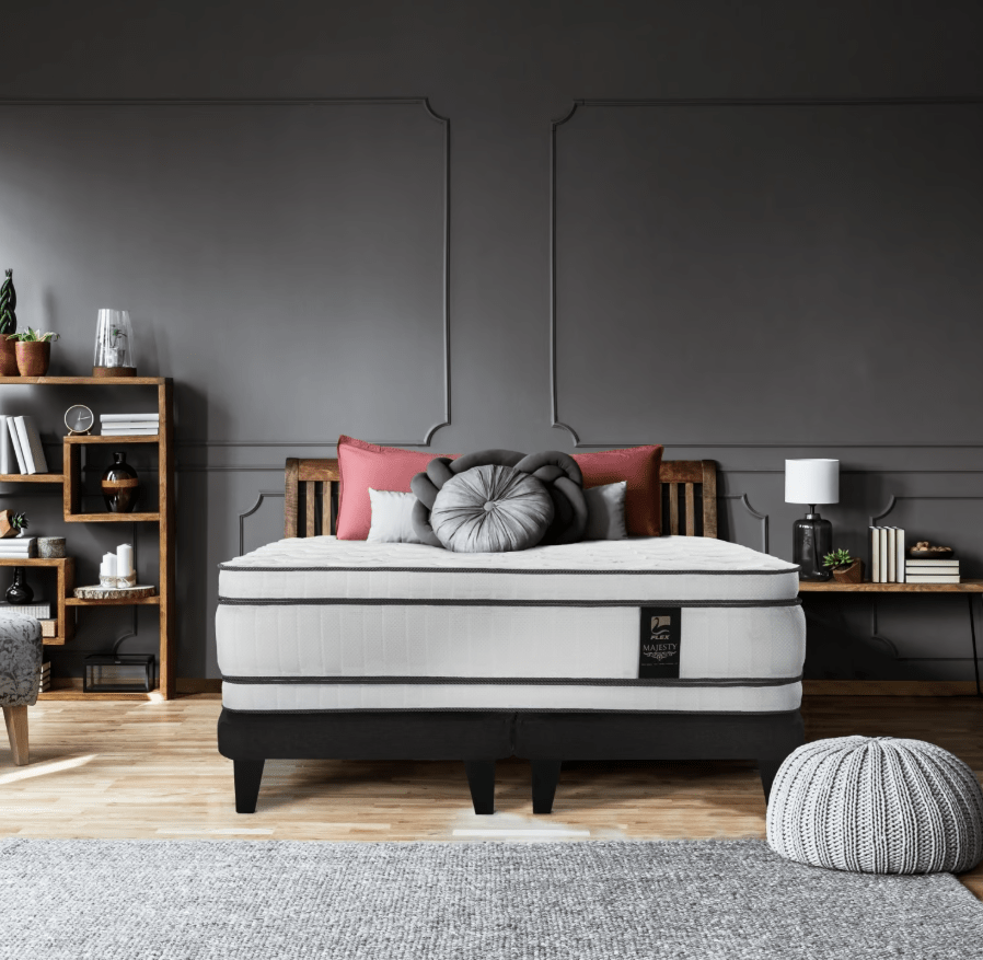 Cama Europea Majesty 2 Plazas Flex + Respaldo Design Grafito2