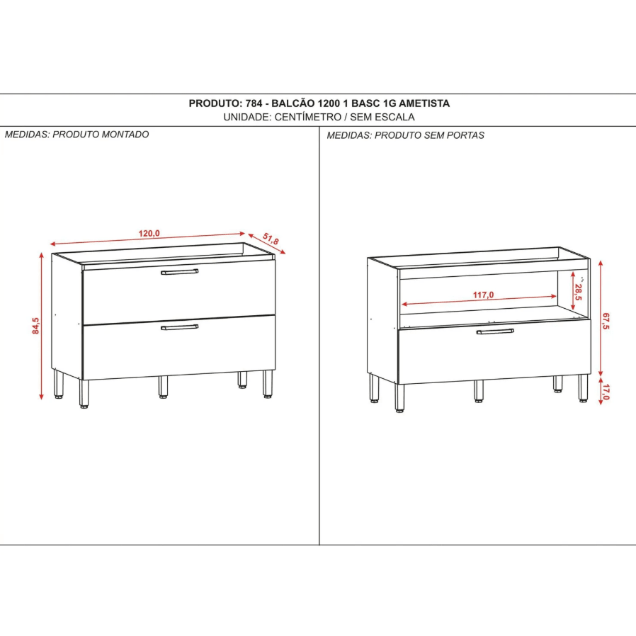 Cocina Ametista 260 cm KIT PARANA12