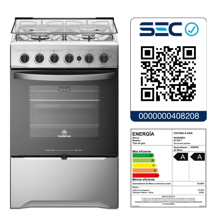 Cocina Mademsa a Gas 4 Platos Silver M 795 T, caja genérica7