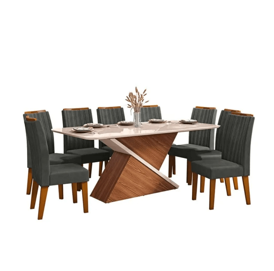 Juego de Comedor DI PORETTI Billie 8 Sillas Mesa Rectangular 100x82x200 cm1