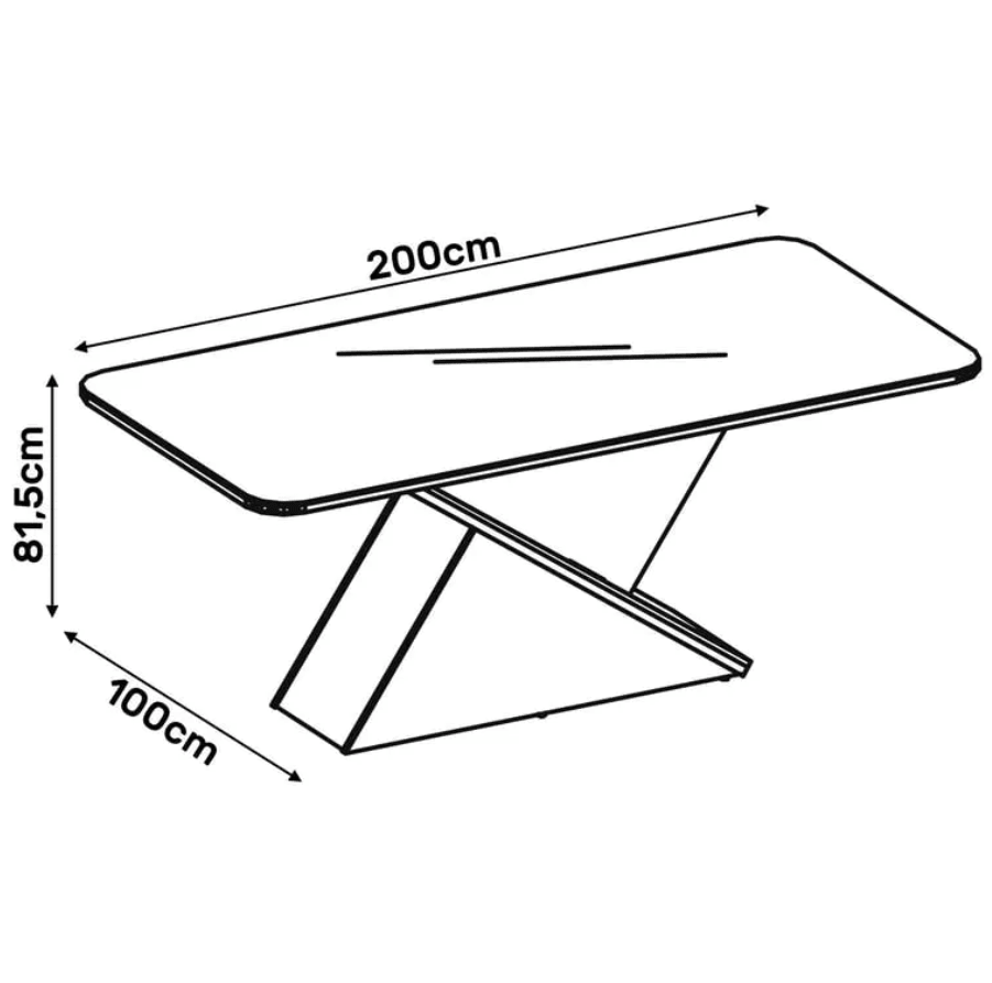 Juego de Comedor DI PORETTI Billie 8 Sillas Mesa Rectangular 100x82x200 cm3