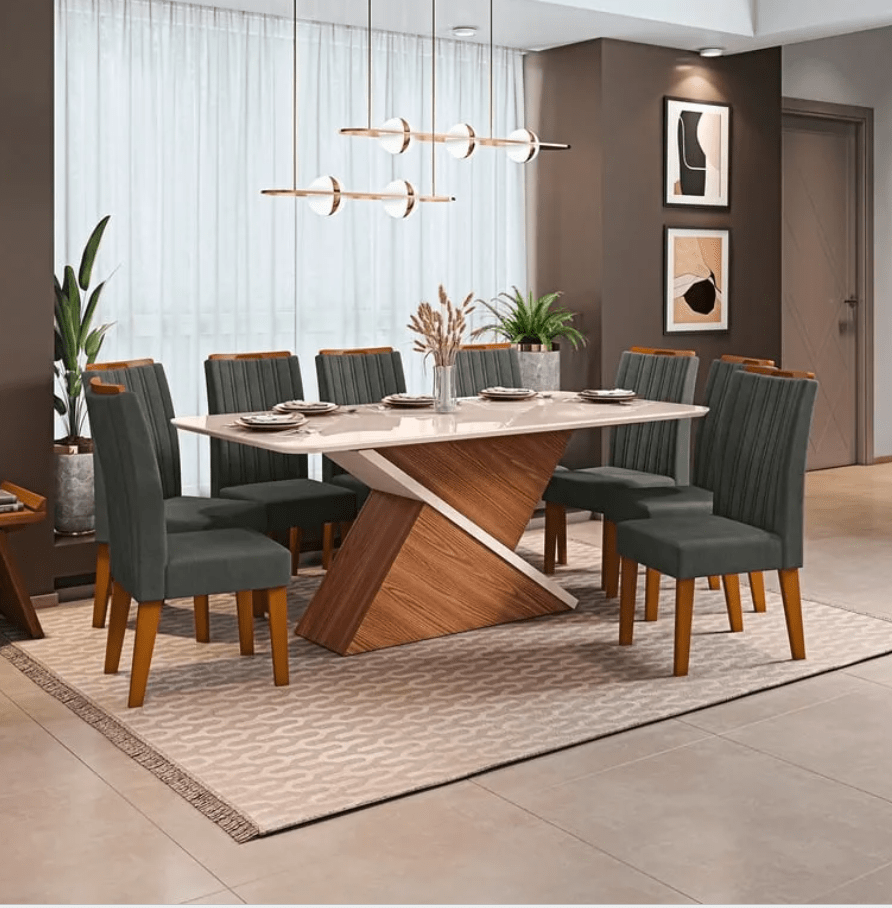 Juego de Comedor DI PORETTI Billie 8 Sillas Mesa Rectangular 100x82x200 cm4