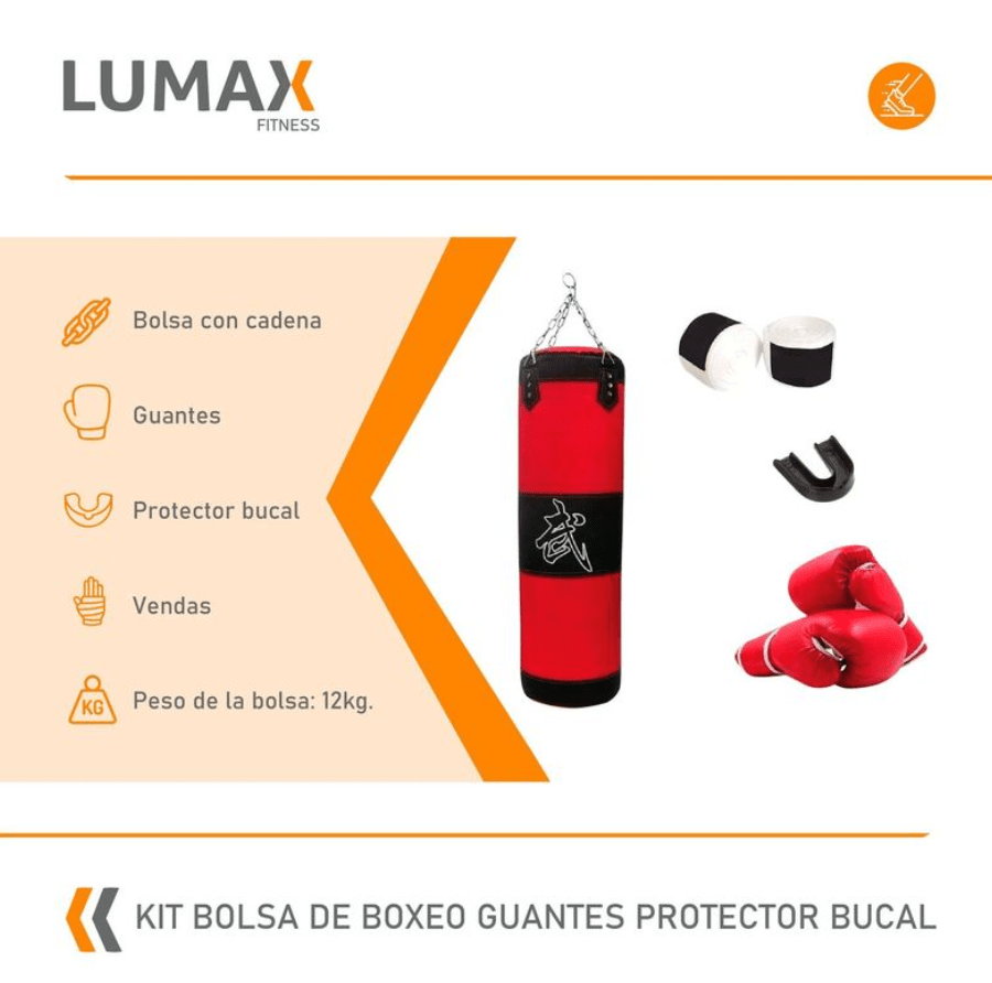 Kit Bolsa de Boxeo con Guantes y Protector Bucal Lumax2