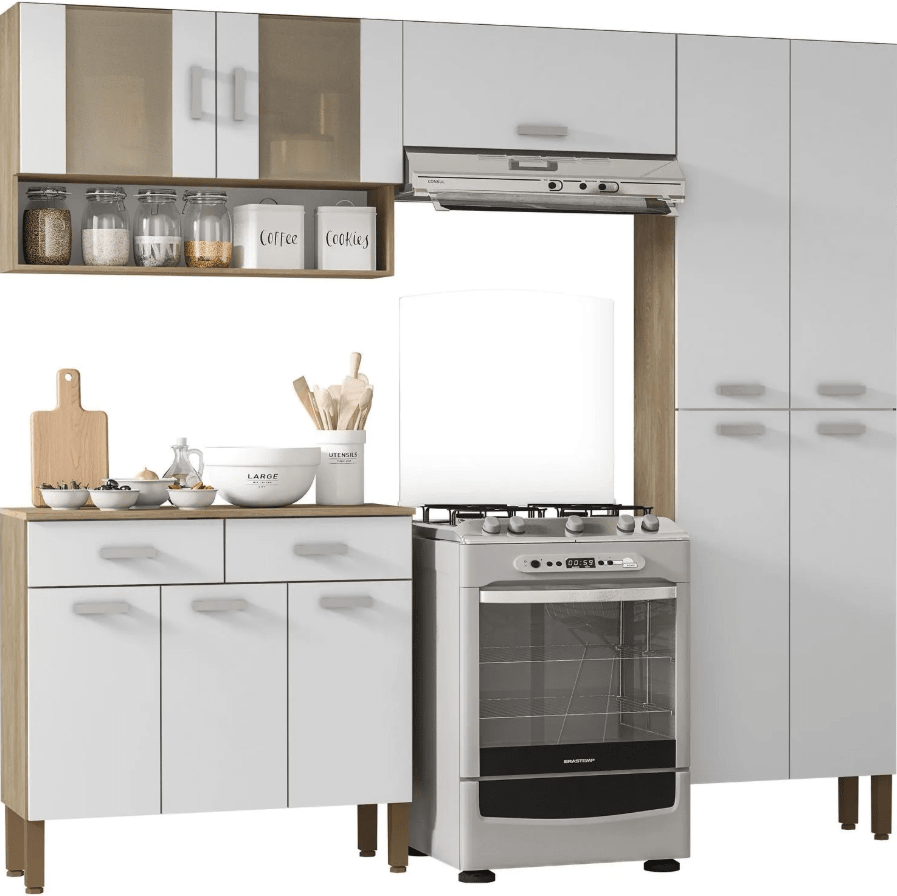 Kit mueble cocina new quartz nogal white PARANA1