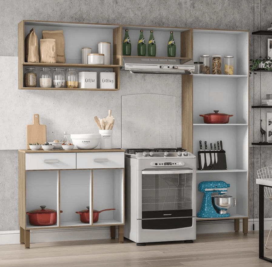 Kit mueble cocina new quartz nogal white PARANA2