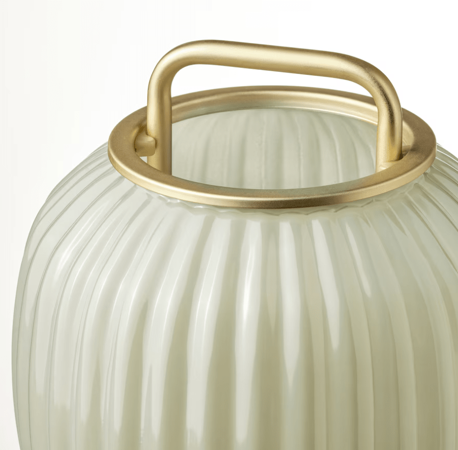 Lámpara de mesa, blanco/verde claro vidrio/efecto dorado metal4