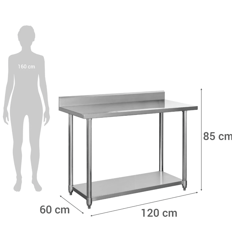 Meson de trabajo Ventus Mural con repisa inferior Eco de Acero Inoxidable4
