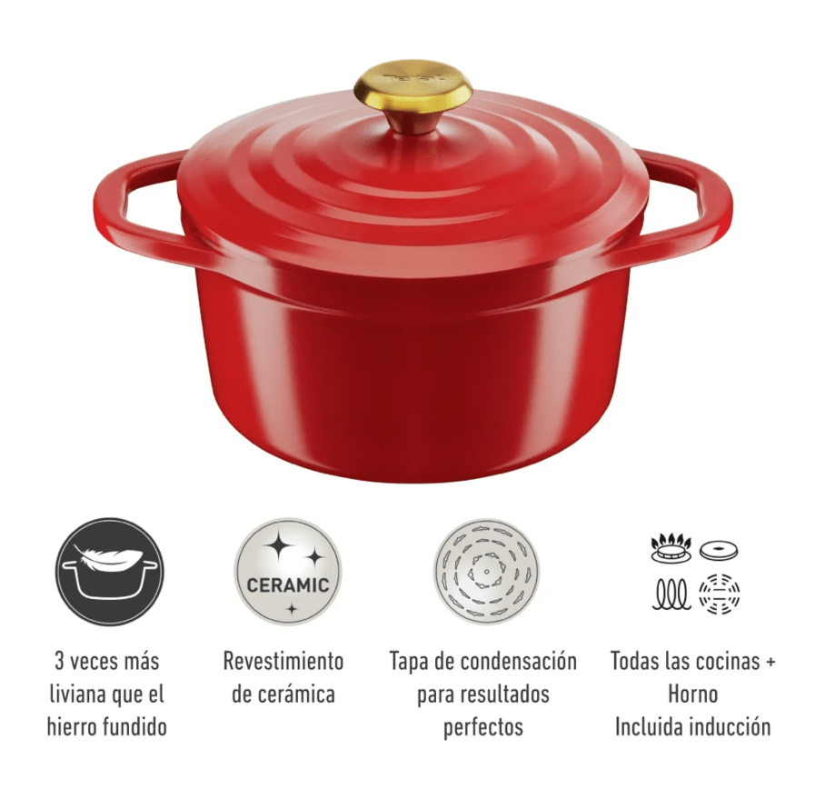 Olla Tefal Cocotte Air 24 cm roja3
