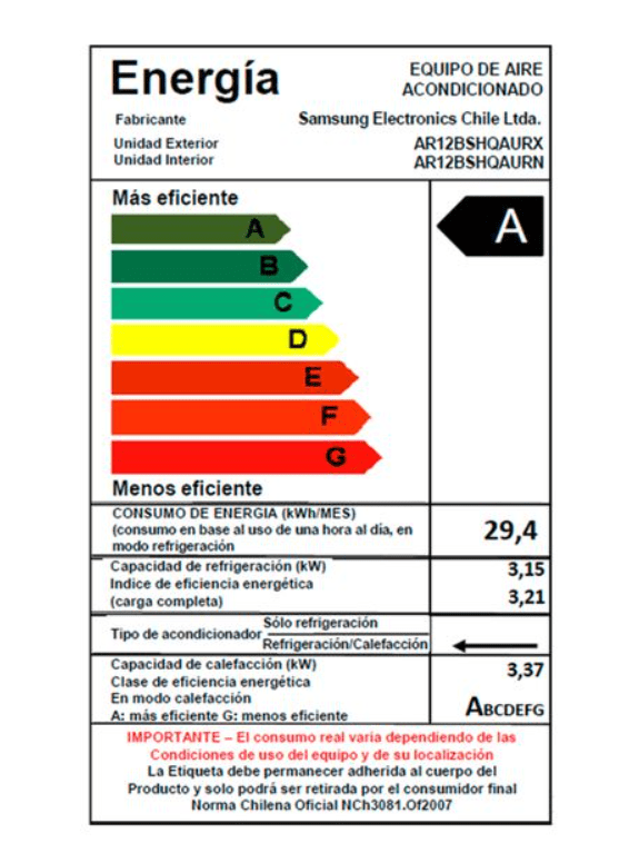 Aire acondicionado Samsung Split Inverter Fri­o & Calor 12000 BTU7